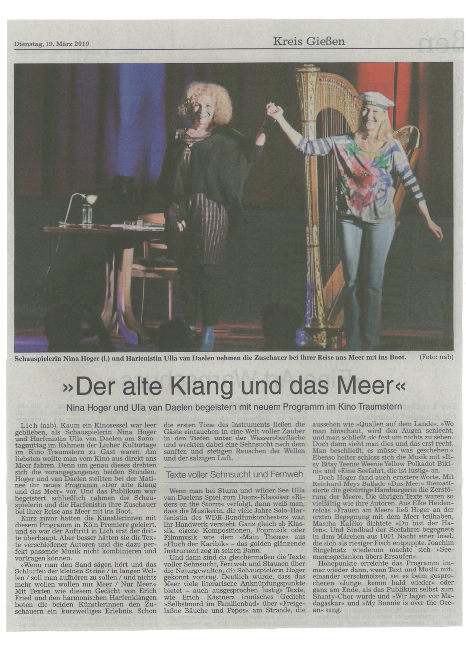 NINA HOGER und ULLA VAN DAELEN Der alte Klang und das Meer